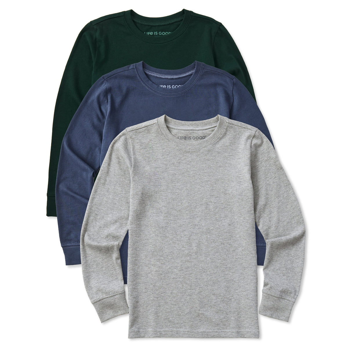 Kids Solid 3-Pack Long Sleeve Crusher Tee Multi 2 product image 1