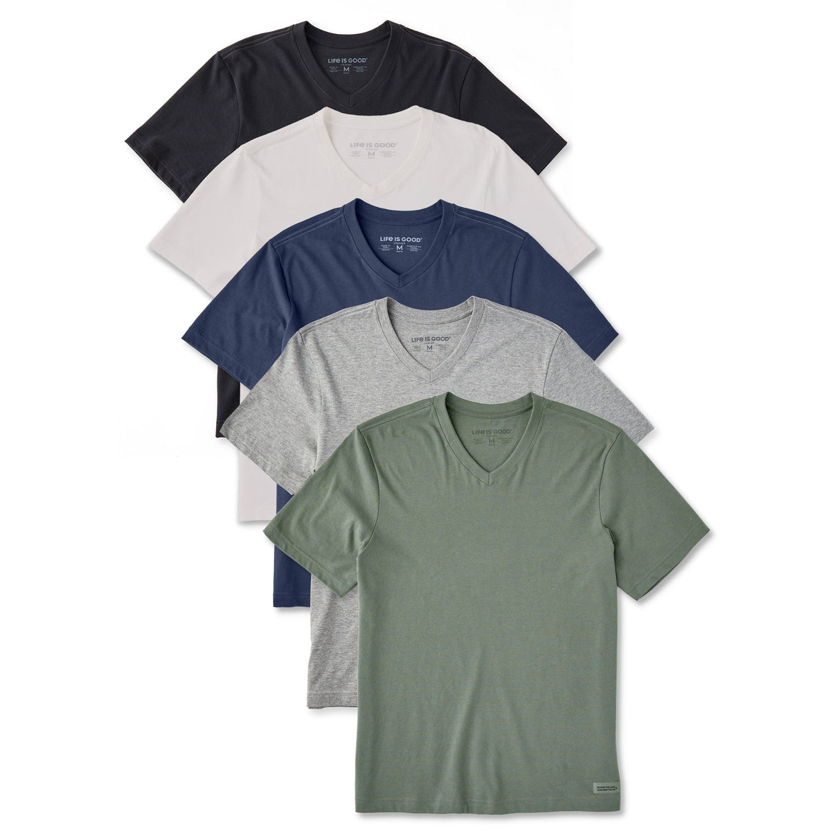 Mens Solid 5-Pack Short Sleeve Crusher Vee Multi product image 1
