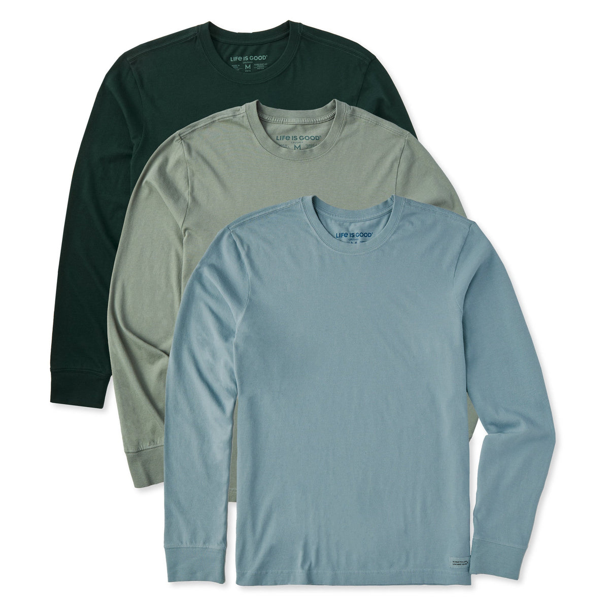 Mens Solid 3-Pack Long Sleeve Crusher Tee Multi 4 product image 1