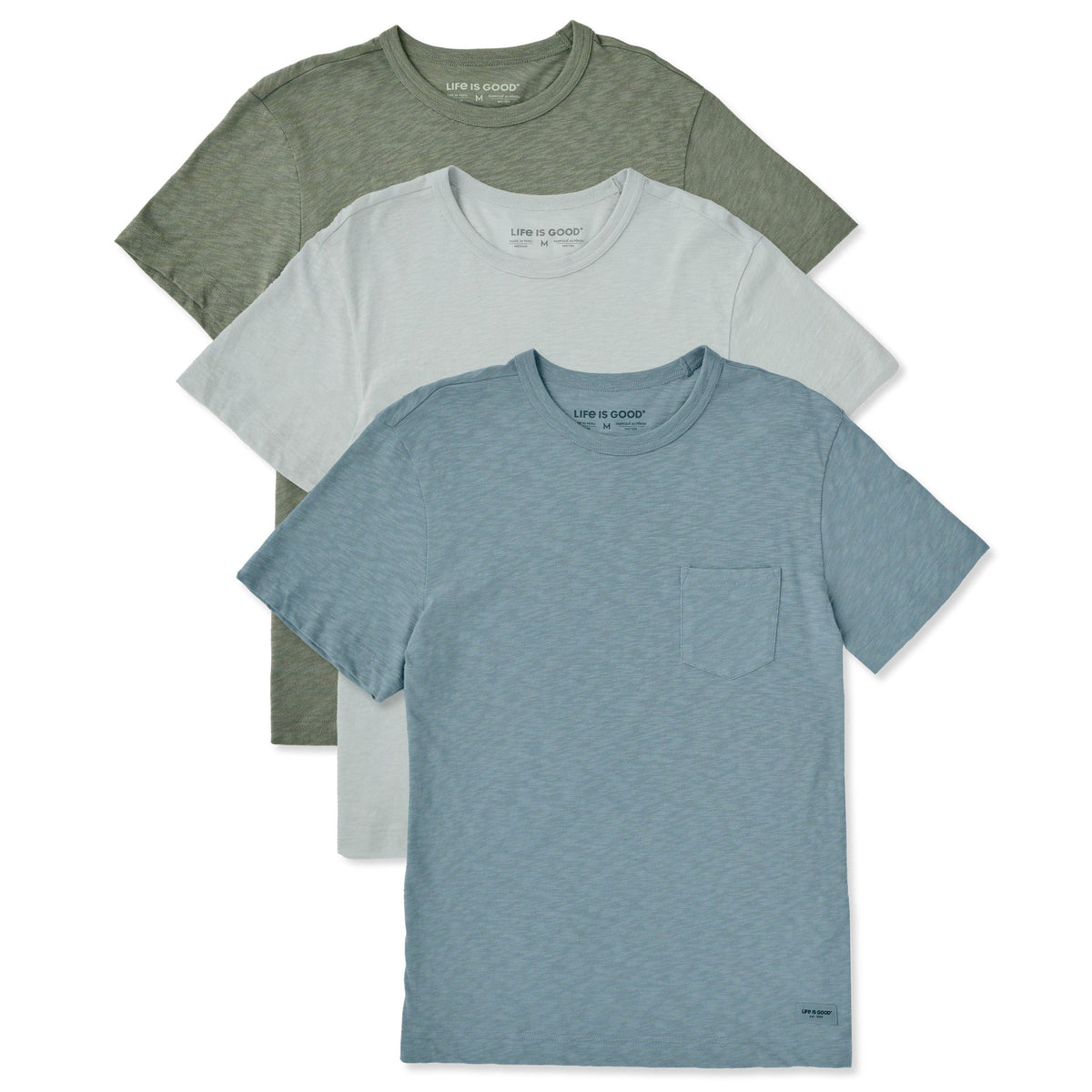 Mens Solid 3-Pack Short Sleeve Slub Slim Fit Pocket Tee product image 1