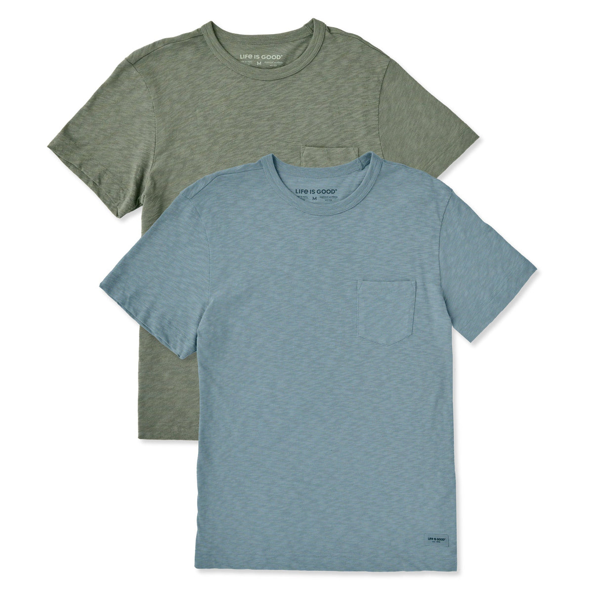 Mens Solid 2-Pack Short Sleeve Slub Slim Fit Pocket Tee product image 1