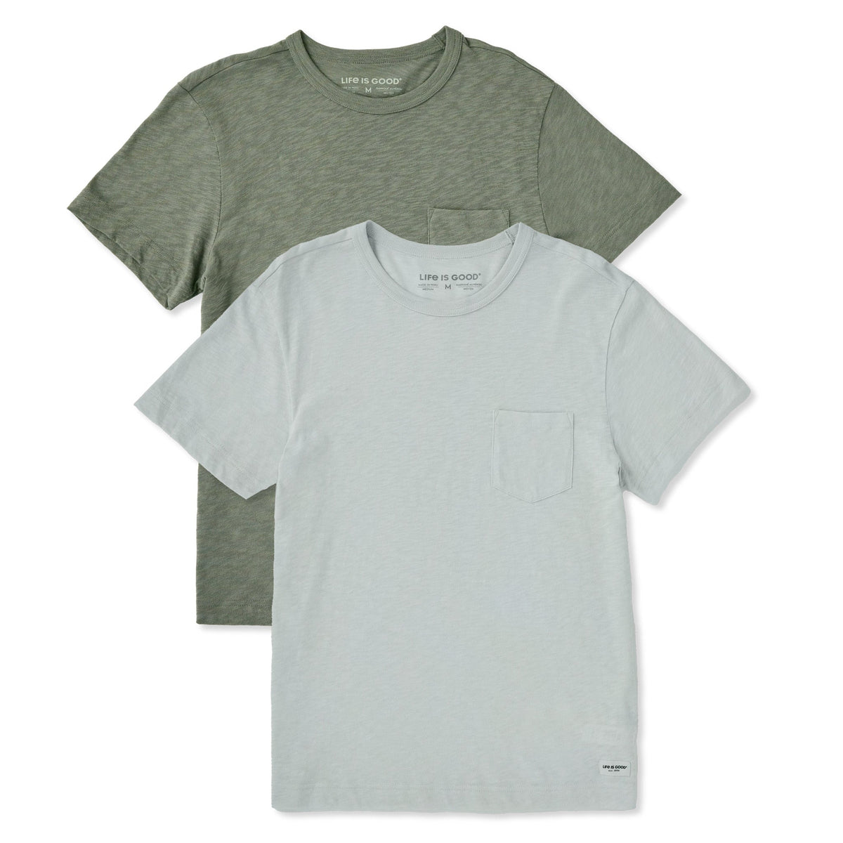 Mens Solid 2-Pack Short Sleeve Slub Slim Fit Pocket Tee product image 1