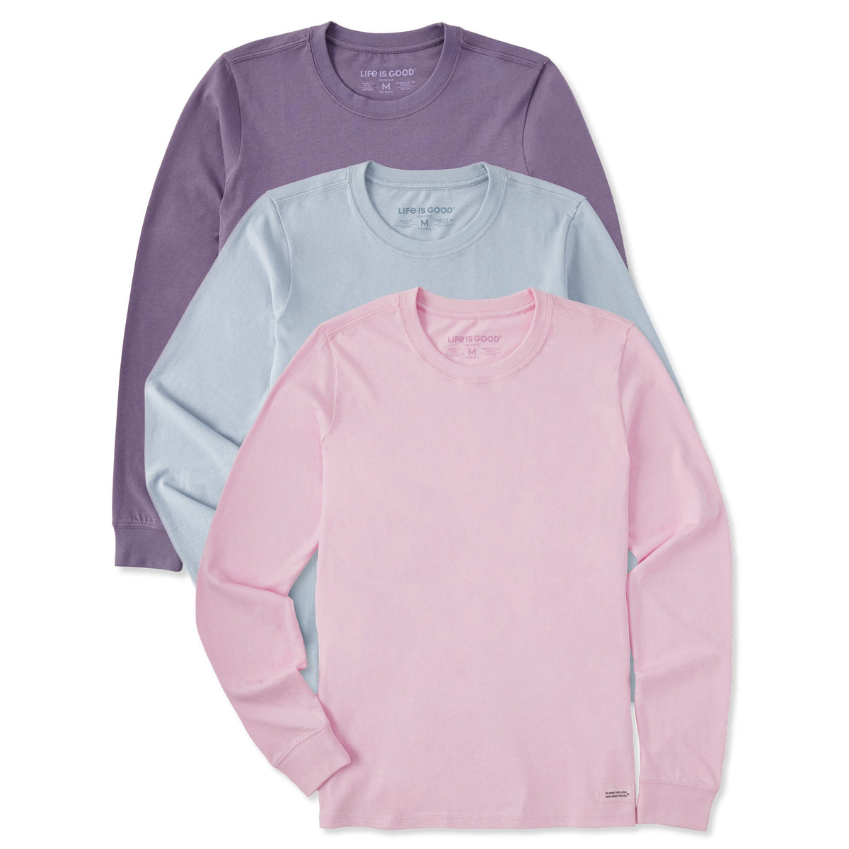 Womens Solid 3-Pack Long Sleeve Crusher Tee Multi 5 product image 1
