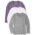 Womens Solid 3-Pack Long Sleeve Crusher Vee Multi 4 product image 1