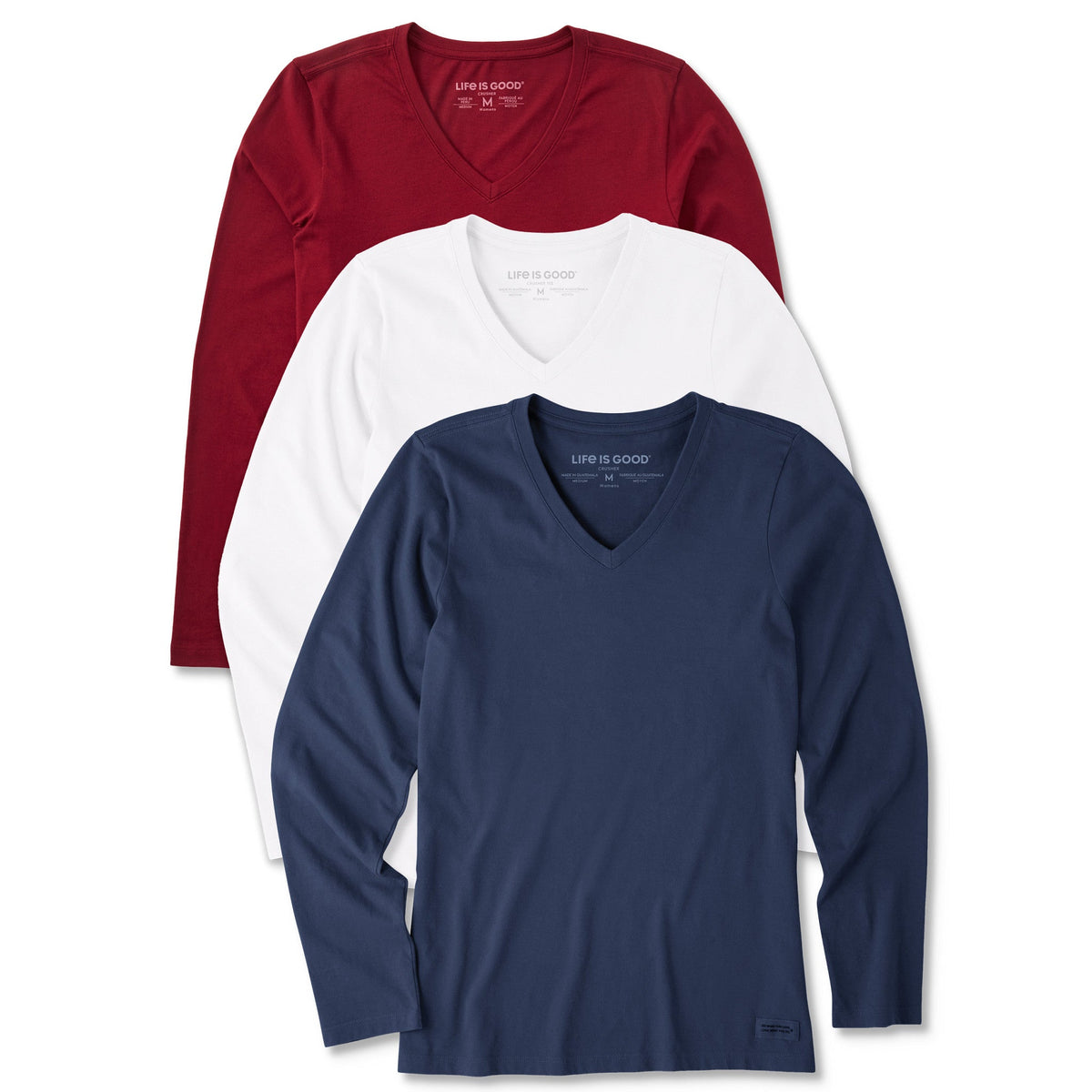 Womens Solid 3-Pack Long Sleeve Crusher Vee Multi 5 product image 1