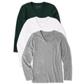 Womens Solid 3-Pack Long Sleeve Crusher Vee Multi 6 product image 1