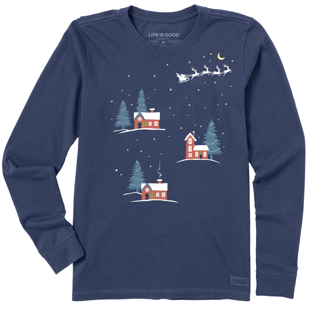 Women's Christmas Eve Village Long Sleeve Crusher Tee product image 1