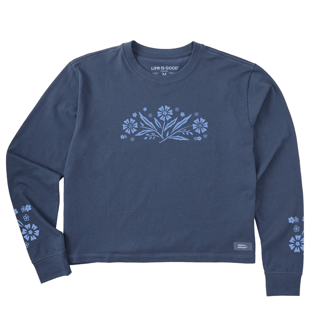 Women's Retro Floral Long Sleeve Crusher Boxy Tee product image 5